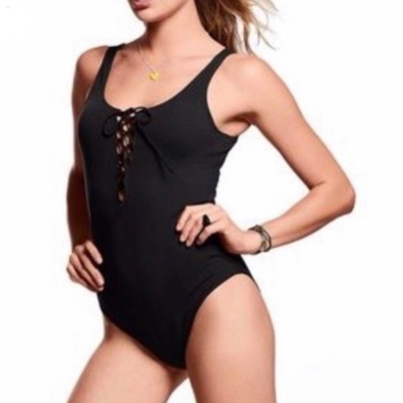 PINK Victoria's Secret Other - NWOT 💖PINK by Victoria's Secret One Piece Lace Up Bathing Suit Size L